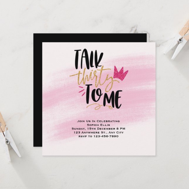 30e Invitation d'anniversaire, Parlez trente à moi (Devant/Arrière en situation)