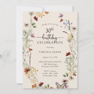 30e Invitation Florale Anniversaire
