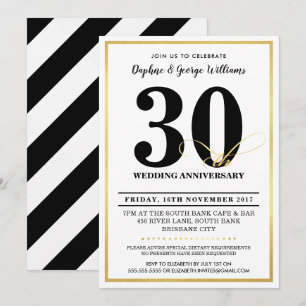 30ÈME ANNIVERSAIRE DE MARIAGE CARTES D'INVITATION 