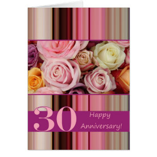 30ème Carte d'anniversaire de mariage - rayure en