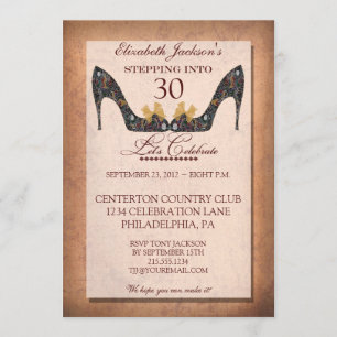 30ème invitation d'anniversaire de chaussure