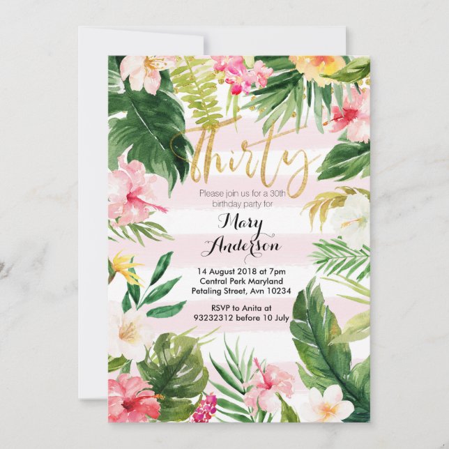 30ème invitation d'anniversaire de la partie (Devant)