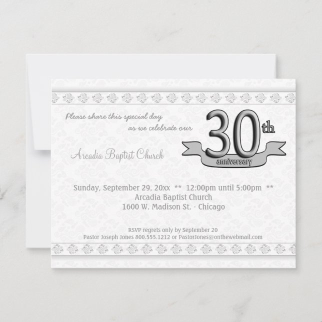 30ème invitation de célébration d'anniversaire de (Devant)