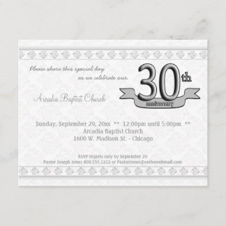 30ème invitation de célébration d'anniversaire de