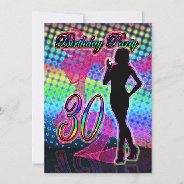 30ème Invitation de fête d'anniversaire, néon avec (Devant)
