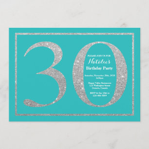 30ème Invitation Teal d'anniversaire et parties