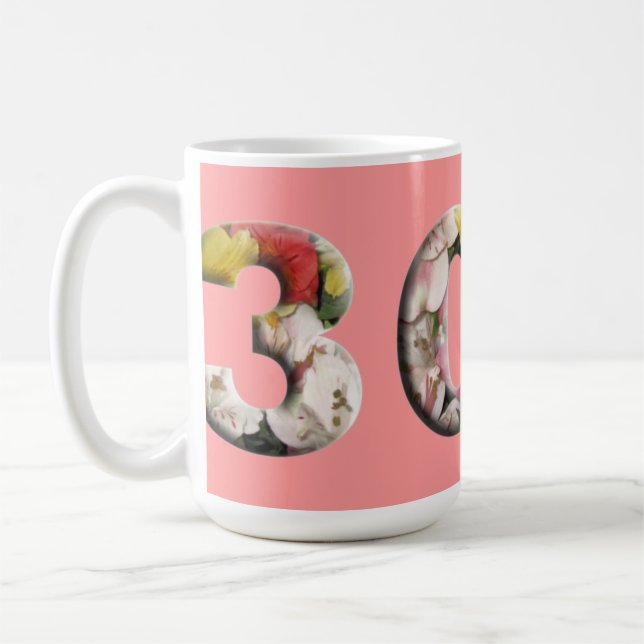 30ème jalon floral Mug personnalisé (Gauche)