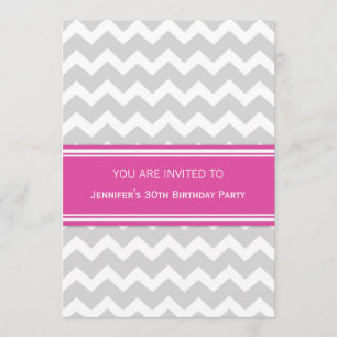 30èmes invitations grises roses de fête