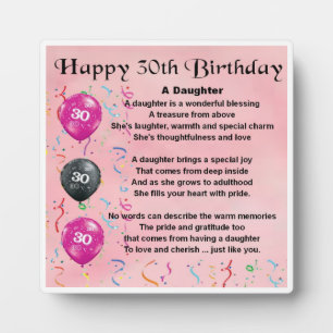 30th Birthday Daughter Poem Plaque
