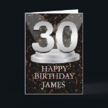 30th Birthday Spotlights Ajouter une carte de nom<br><div class="desc">Faites une carte de 30e anniversaire extra spéciale en ajoutant un nom. Le numéro 30 sur une plinthe avec des projecteurs brillants pour l'éclairer!</div>