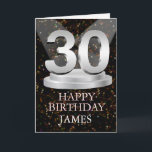 30th Birthday Spotlights Ajouter une carte de nom<br><div class="desc">Faites une carte de 30e anniversaire extra spéciale en ajoutant un nom. Le numéro 30 sur une plinthe avec des projecteurs brillants pour l'éclairer!</div>