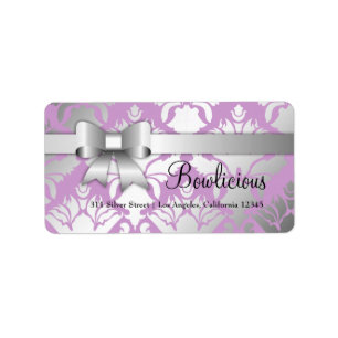 311-Bow-Licious Étiquette en argent Damask Shimmer