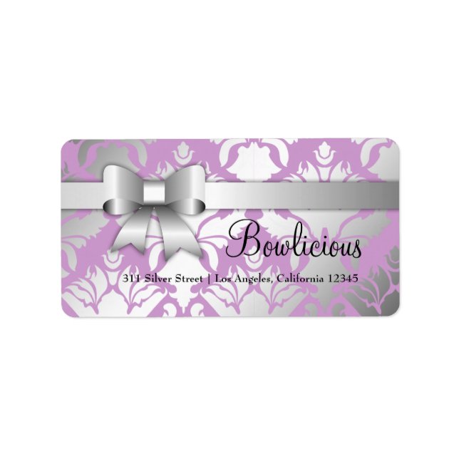 311-Bow-Licious Étiquette en argent Damask Shimmer (Devant)