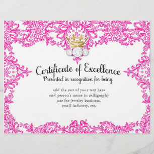 311 Certificat de couronnement en dentelle rose
