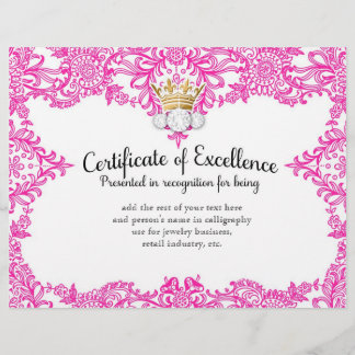 311 Certificat de couronnement en dentelle rose