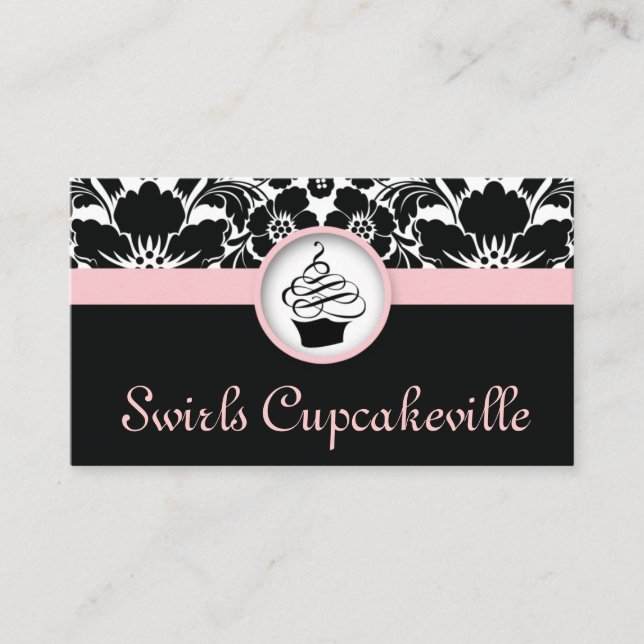 311 Cupcake Carte de visite Floral Damask Baby Pin (Devant)