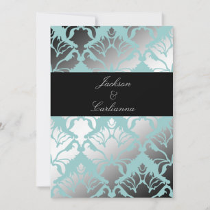 311-Damask Shimmer Mint Invitation