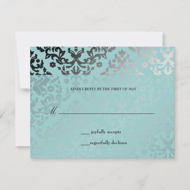 311 Dazzling Damask Artic carte RSVP (Devant)