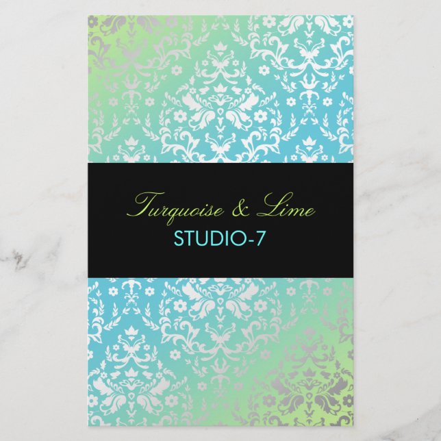 311 Dazzling Damask Turquoise & Lime Black (Devant)