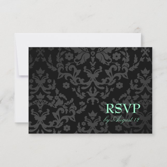 311 Dazzling Damask Turquoise RSVP petite carte (Devant)