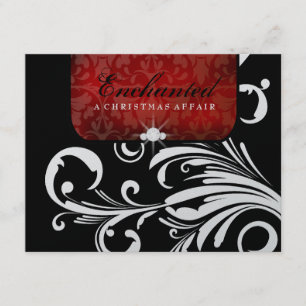 311-Enchantées Red Swanky Swirls carte RSVP Metall