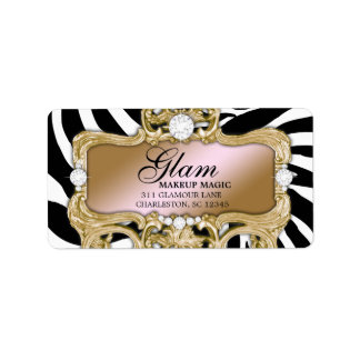 311 Gold Glam Crazy Zebra Étiquette de adresse