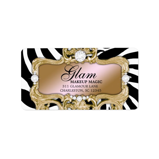 311 Gold Glam Crazy Zebra Étiquette de adresse (Devant)