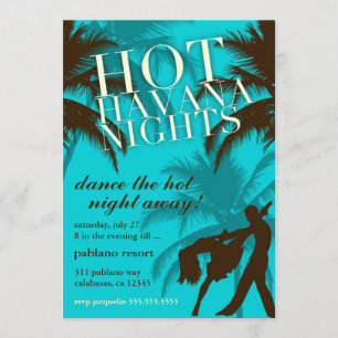 311 Hot Havana Nights Aqua Invitation Brown