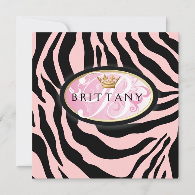 311-Iridescente Zebra - rose sur invitation rose (Devant)
