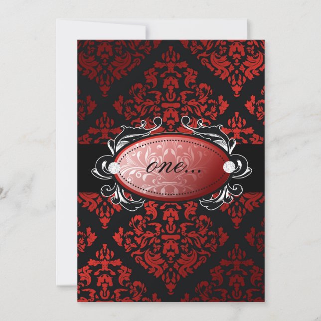 311-Luxueusement Red Licorice Damask Invitation (Devant)