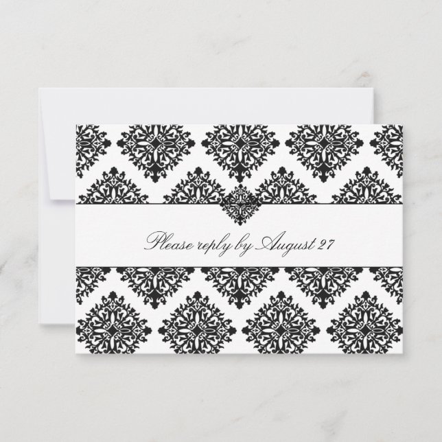311 Phoebe Cream & Black Damask RSVP (Devant)