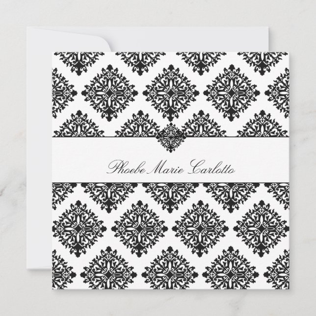 311 Phoebe Crème & Black Damask Invitation (Devant)