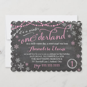 311 Pink Winter ONE derland Invitation d'anniversa