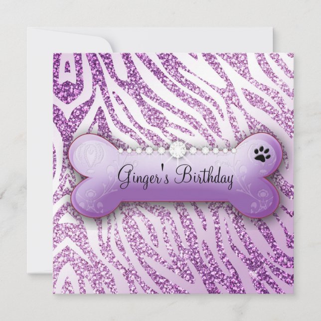 311 Posh Pooch Purple Invitation d'anniversaire Ze (Devant)