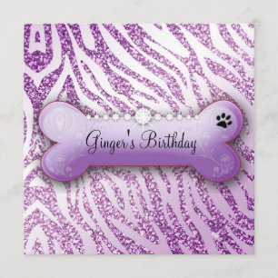311 Posh Pooch Purple Invitation d'anniversaire Ze