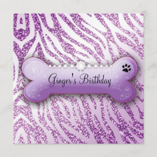 311 Posh Pooch Purple Invitation d'anniversaire Ze