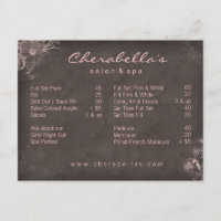 311 Salon Spa Floral carte postale Brochure rose