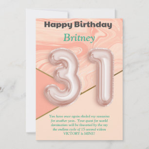 31 ans filles Bonne carte d'anniversaire