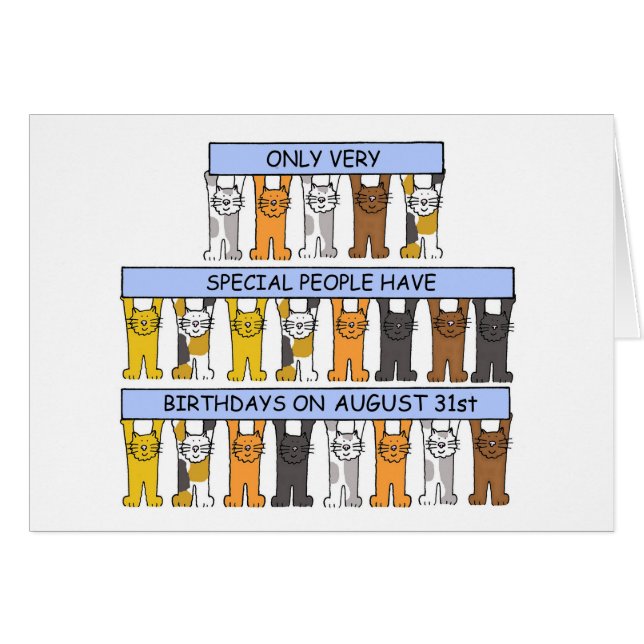 31 août Anniversaire Cute Cartoon Cats (Devant horizontal)
