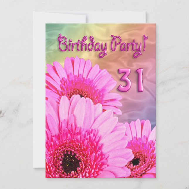 31e anniversaire invitation à la fête avec fleurs  (Devant)