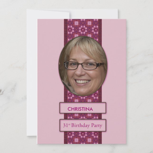 31e Invitation de fête d'anniversaire Photo et nom (Devant)
