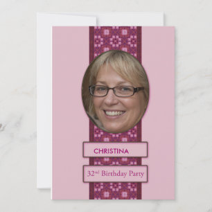 32e anniversaire Invitation de fête Photo et nom