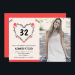 32e anniversaire invitations pour son coeur floral<br><div class="desc">Invitations de 32e anniversaire pour ses Flowers Heart moderne</div>