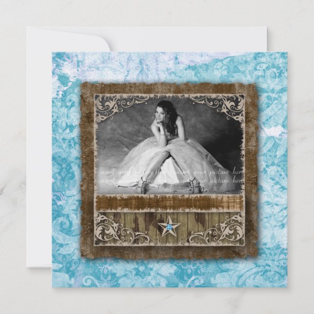 332 Carte Photo Vintage Quinceanera Étoile Bleu (Devant)