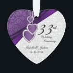 33e anniversaire de l'Améthyste Mariage damassé Ke<br><div class="desc">🥇 UN DESIGN D'ART ORIGINAL DE DROIT D'AUTEUR DE Donna Siegrist SEULEMENT DISPONIBLE SUR ZAZZLE! 33ème / 6ème Amethyst Purple Mariage damassé Anniversaire Gardez l'ornement de conception de saké prêt pour vous à personnaliser. Remarque : Toutes les zones de modèle n'ont pas besoin d'être modifiées. 📌 Si vous avez besoin...</div>