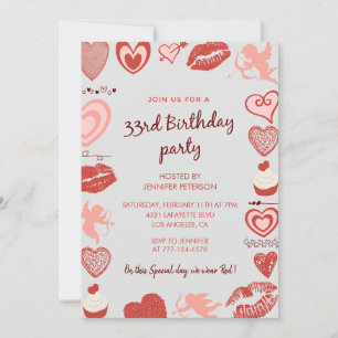 33e anniversaire invitation Gray Red Angel
