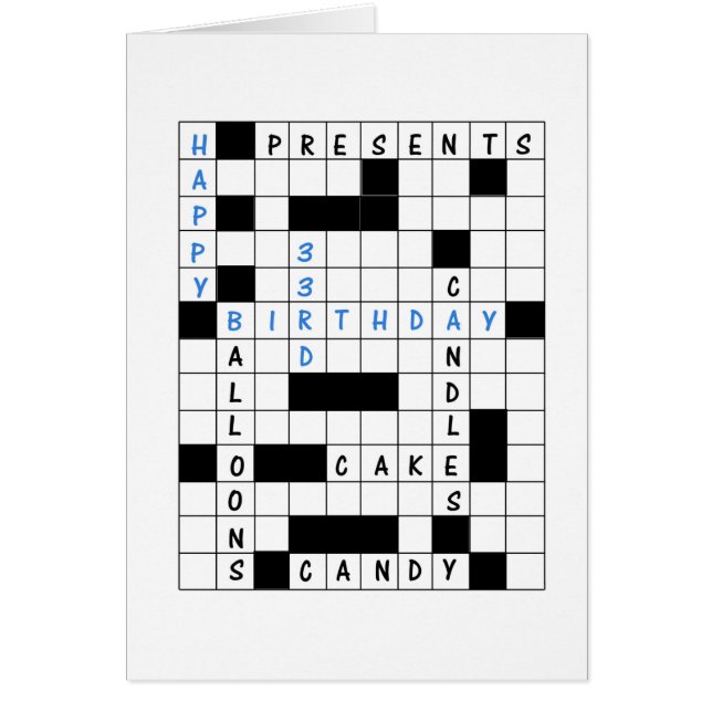 33e anniversaire, Mot de passe Puzzle carte d'anni (Devant)