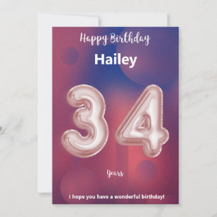 34 ans Joyeuse carte d'anniversaire