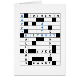 34e anniversaire, Crossword Puzzle carte d'anniver