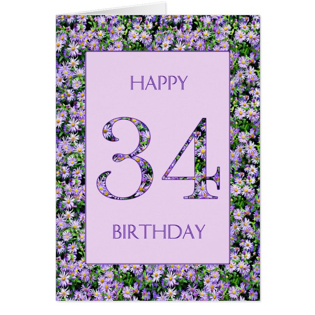 34e Birthday Purple Daisies (Devant)